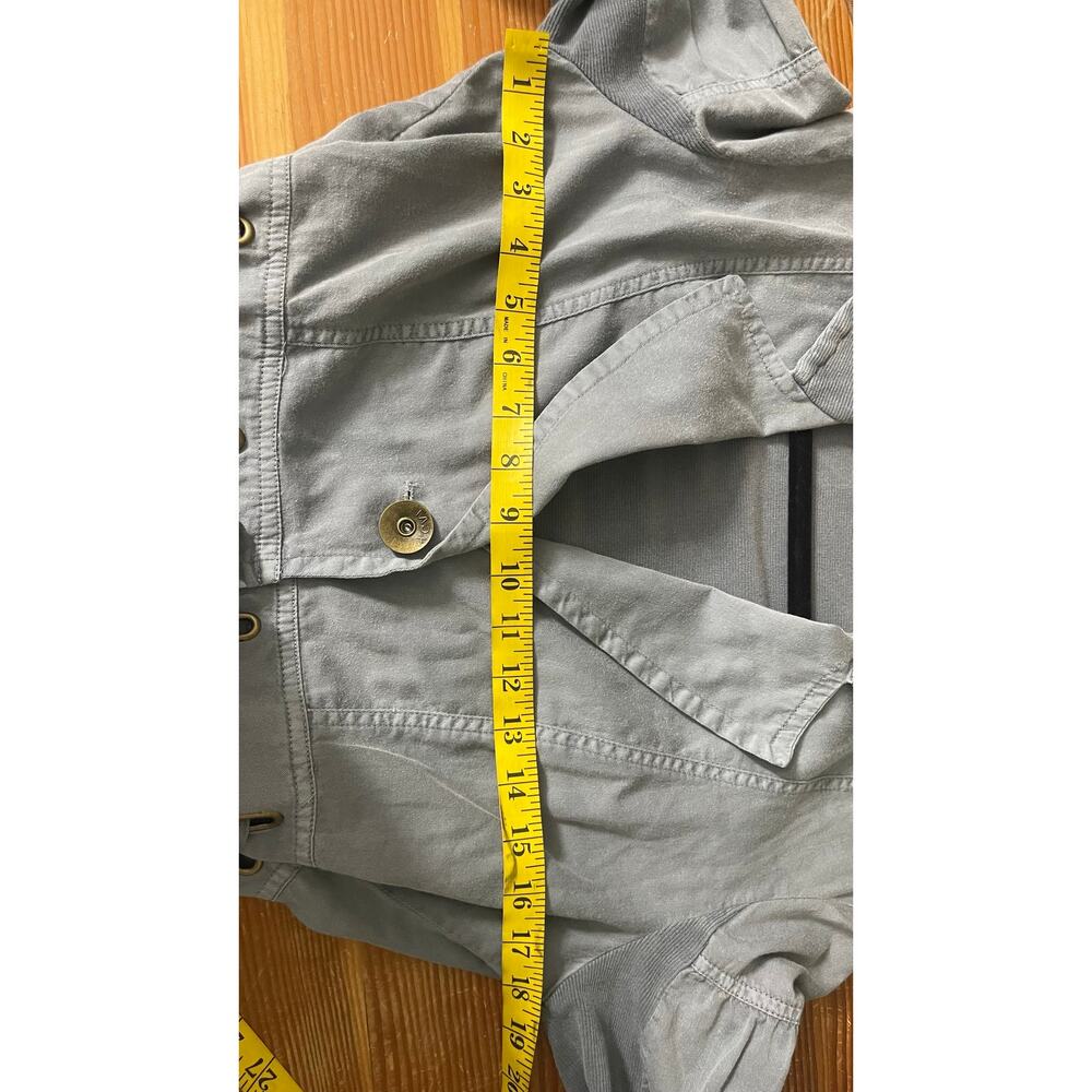 XCVI Gray Cotton Stretch Jacket Medium Tie Waist Lagenlook Utility - Picture 10 of 10